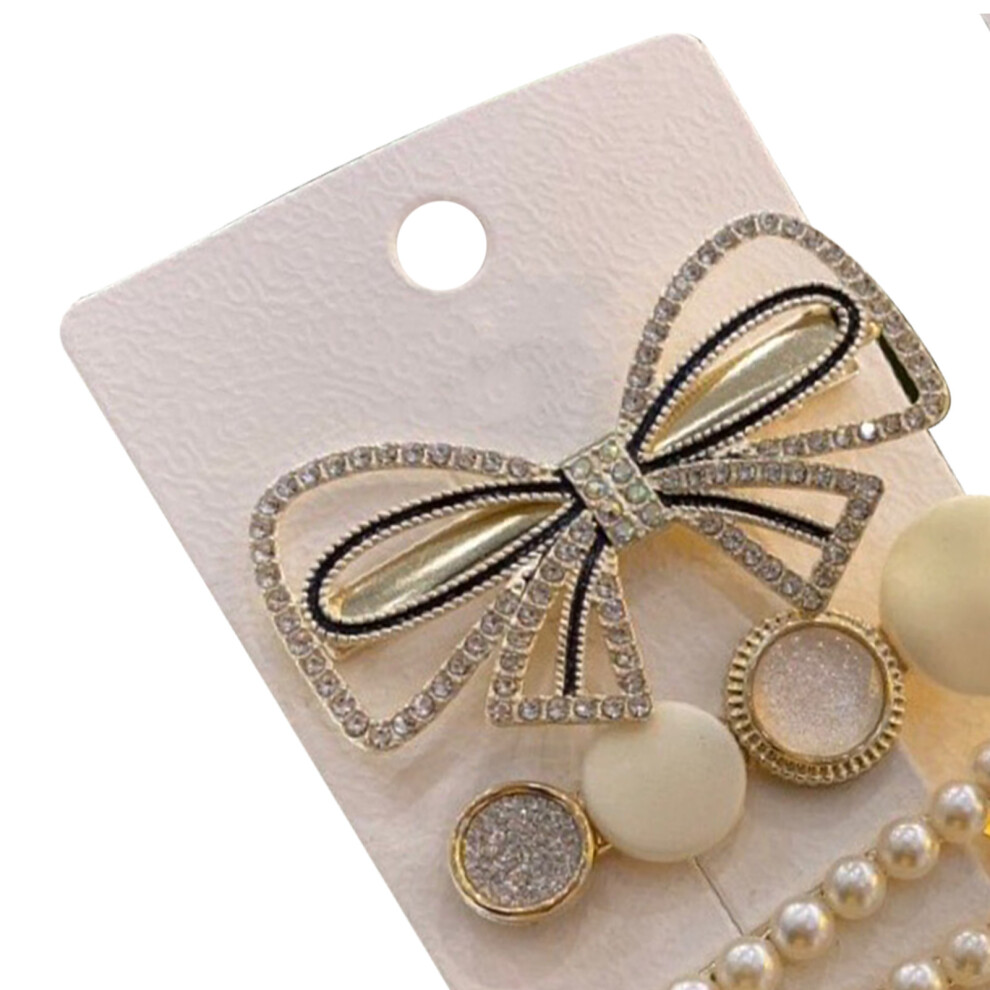 Unisex White Fashionable Pearl & Crystal Hairpin Set 10Pcs For Various Occasions