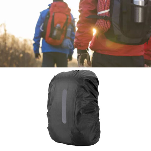 Waterproof Backpack Rain Cover 45-55L Lightweigh, Reflective Black