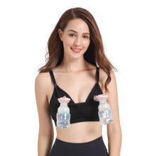 Black Nylon Hands-Free Breast Pump Bra for Nursing, Size L