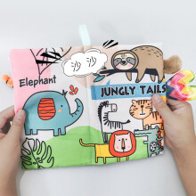 2 pezzi di libri in tessuto morbido per bambini: Giraffa e Raccoon, design sicuro