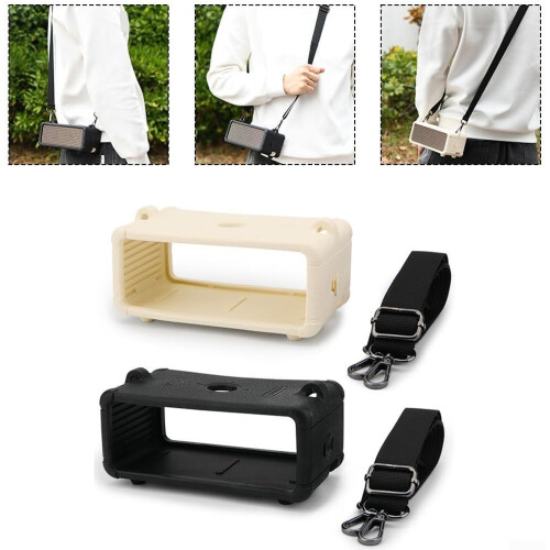 Sleek Silicone Cover Case For Marshall Emberton III Speaker With Shoulder Strap White 2