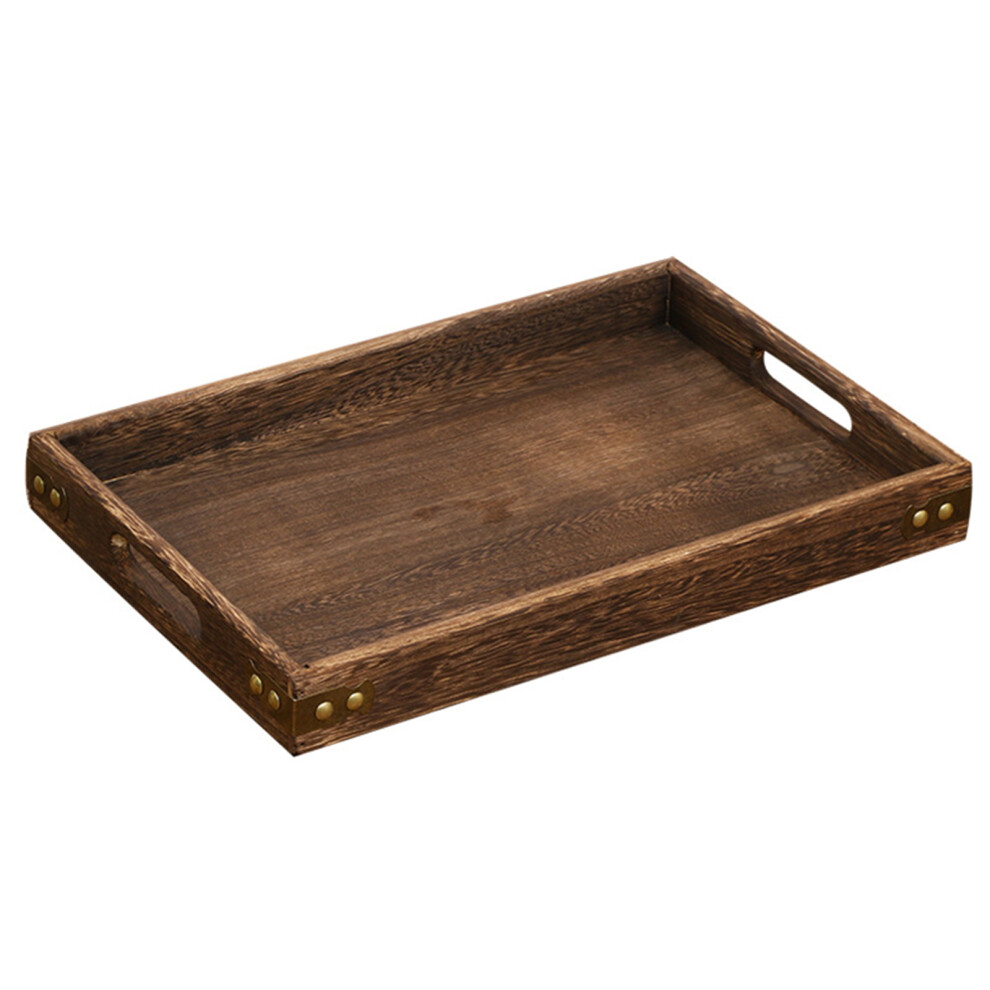 Rustic Wooden Tray for Breakfast in Bed, Patio Serving Tray with Handles, Wood Serving Tray with Handles for Home Entertaining, Decorative Ottoman