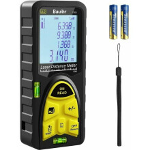 Energiesparender Laser-Entfernungsmesser mit präziser Messung, wasserdicht (IP54), Wasserwaage, hintergrundbeleuchtetes LCD-Display, unterstützt