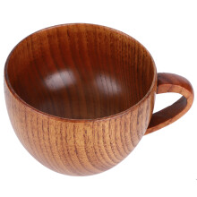 Solid Wood Tea Cup with Handle, Wooden Teacups Coffee Mug, Thermal Insulation Handmade Coffee Mugs, Wine Mug Beer Mug for Hot or Cold Drinks, Perfect