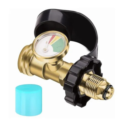 POL zu QCC Gasflaschenfülladapter mit Manometer, Messing, 3,3 cm 1