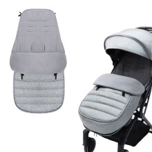 Footmuff Universal Fit For Pushchair Waterproof Windproof FleeceLined Stroller Pram Grey