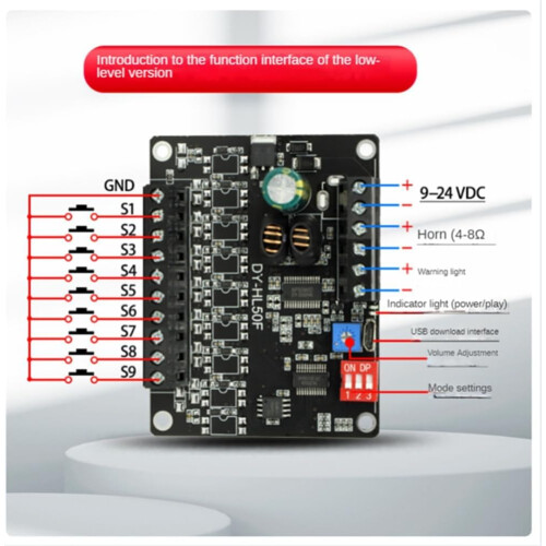 24V 1to1 MP3 Multifunctional Playback Module MP3 Playback Module  and Low Level Trigger B 1