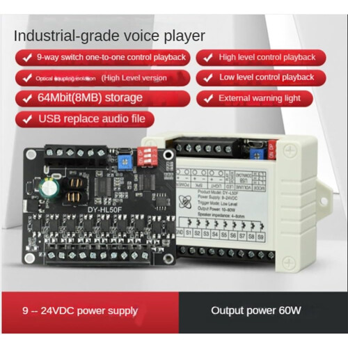 24V 1to1 MP3 Multifunctional Playback Module MP3 Playback Module  and Low Level Trigger B 2