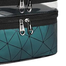 Tasca trucco verde a doppio strato, 23x16x17cm, grande capacità, organizer da viaggio