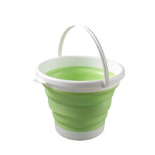 Collapsible Silicone Bucket with Handle, Large Capacity Foldable Cleaning Mop Bucket for Camping Fishing Outdoor Green