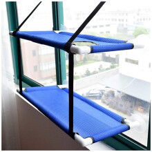 Cat Window Perch Hammock Double Layer Sunny Seat Window Mounted Cat Bed Holds Up To 20 Kg 60x35x63 Cm Blue