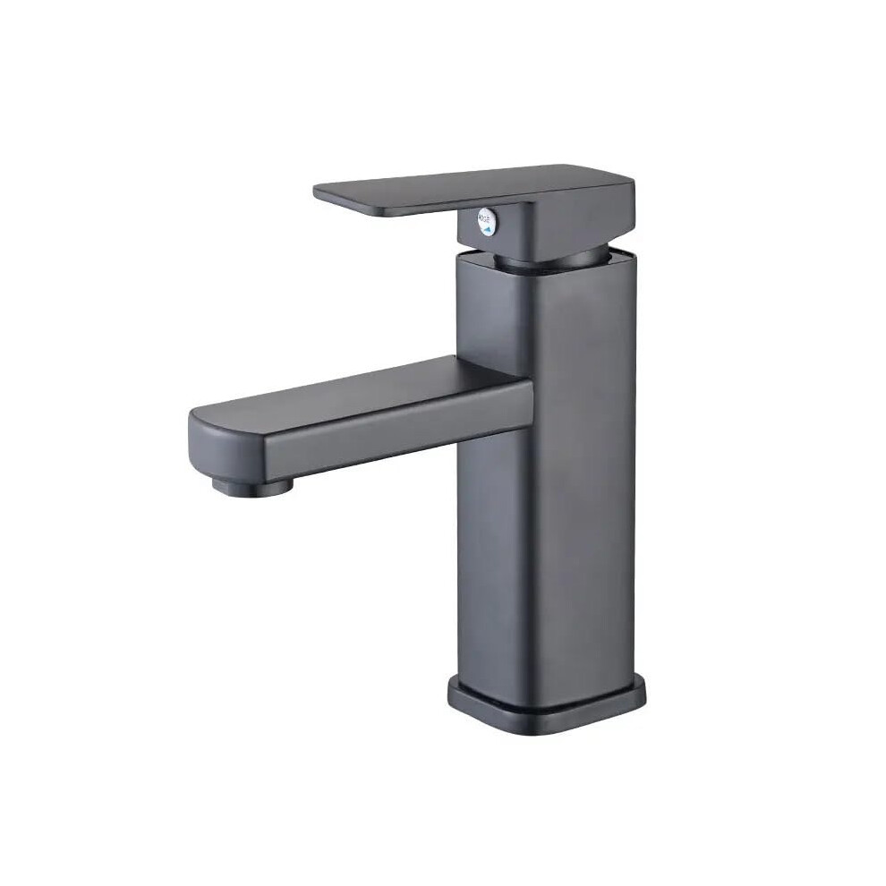 Basin Faucets Black Chrome Finish Deck Mounted Bathroom Sink Mixer Hot And Cold 9189345308956