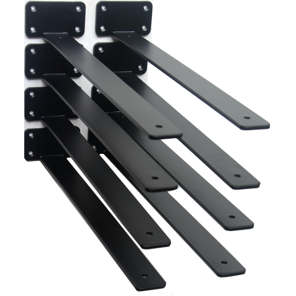 45.7 Cm Black Hidden Lshaped Shelf Bracket (1.27 Cm Thick) Iron Shelf Brackets 9426802459944