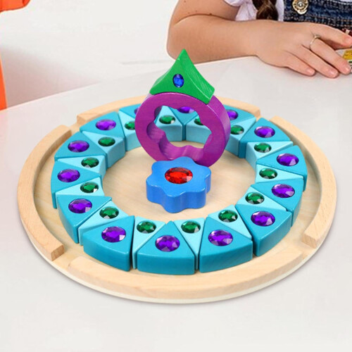 Gemstone Stacking Blocks  Wooden Pattern Building Blocks, Sparkling Puzzle Blocks 1
