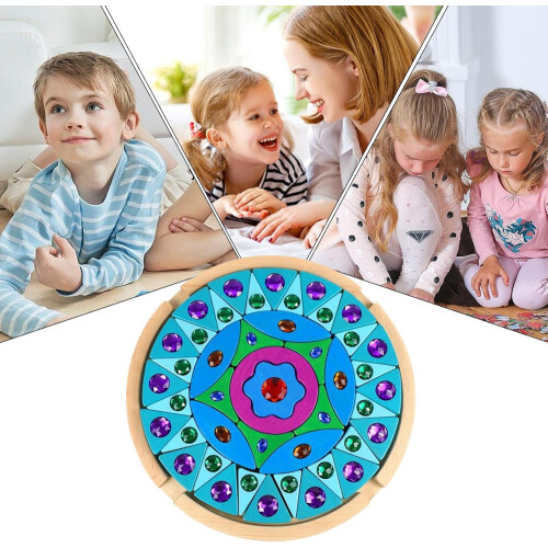 Gemstone Stacking Blocks  Wooden Pattern Building Blocks, Sparkling Puzzle Blocks 2