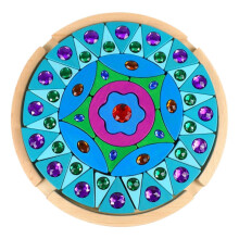 Gemstone Stacking Blocks Wooden Pattern Building Blocks, Sparkling Puzzle Blocks