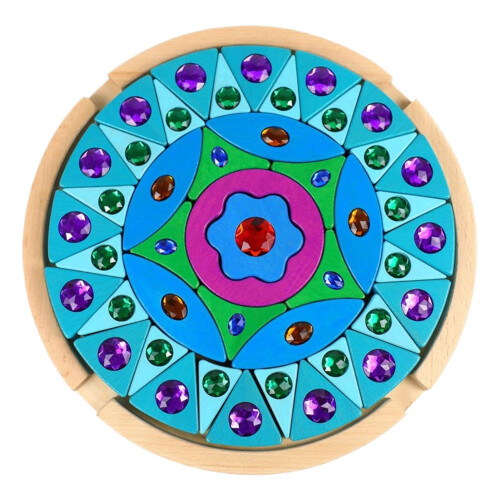 Gemstone Stacking Blocks  Wooden Pattern Building Blocks, Sparkling Puzzle Blocks