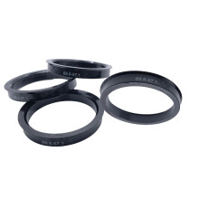 4 x 66.6 mm to 57.1 mm centring rings wheel hub centring rings compatible with VW, MercedesBenz and Audi, plastic, black