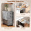 Homcom HOMCOM Folding Dining Table, Drop Leaf Table With Storage Drawers Grey Marble 5