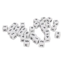 30 Stück 16mm Weiße Plastikzahlenwürfel Set für Mathematik & Tischspiele