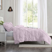 (Super King, Blush Pink) Imperial Rooms Pintuck Duvet Cover-3pc Microfiber Duvet Cover with Pillowcases