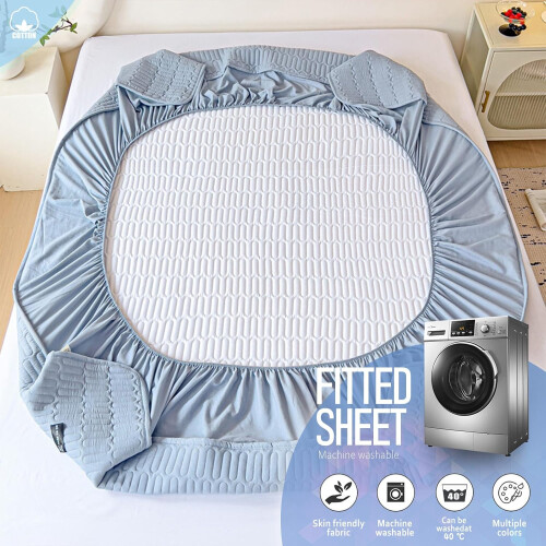 Fitted Sheet 180x200 Quilted With Durable Elastic Edges For Extra Deep Pocket 25cm 2
