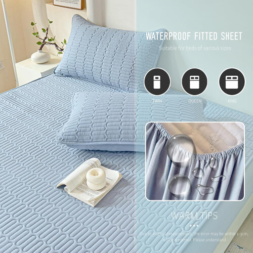 Fitted Sheet 180x200 Quilted With Durable Elastic Edges For Extra Deep Pocket 25cm 1