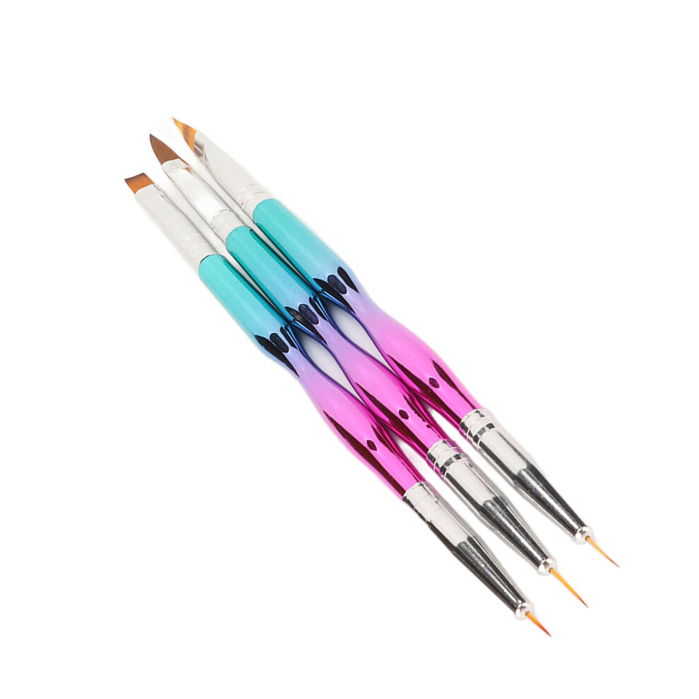 Lightweight 3pcs Nail Liner and Extension Brush Set for Stylish Nails