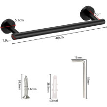 40 cm veggmontert håndklestang i rustfritt stål, matt svart premiummateriale for bad og kjøkken, moderne design, plassbesparende