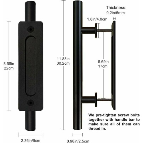 Sliding Barn Door Pull, Powder Coated, Solid Steel Material, Easy Installation, Double-Sided Design, Flush Finger Pull, Heavy Duty, Rustic Black 1