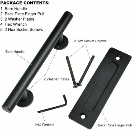 Sliding Barn Door Pull, Powder Coated, Solid Steel Material, Easy Installation, Double-Sided Design, Flush Finger Pull, Heavy Duty, Rustic Black 2