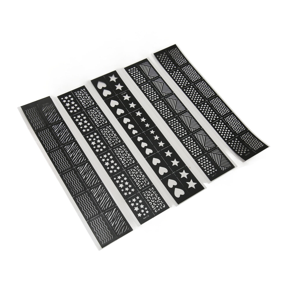 Versatile 5-Plate Nail Art Stencil Kit for Gel Acrylic and More