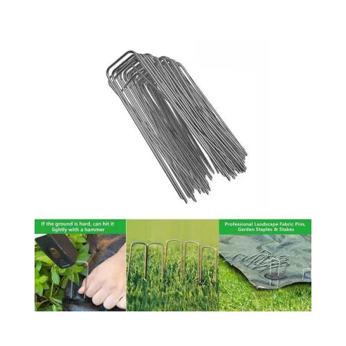 Heavy Duty Anti-Rust Stakes, Galvanized Landscape Staples For Multi-Purpose Outdoor Solutions (50 Pack) 1