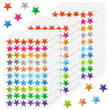 Adesivos metalizados em formato de estrela para materiais escolares, fáceis de remover sem deixar resíduos, 20 folhas/1200 unidades em 10 cores