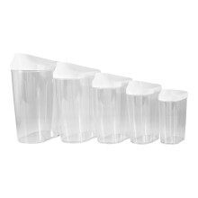 Récipients sans BPA avec bec verseur et verre doseur, rangement portable et transparent pour vos besoins quotidiens en cuisine (lot de 5)