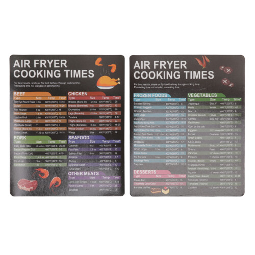 Crispy Cooking Companion, Φύλλο οδηγιών για τη φριτέζα αέρα - Μαγνητικός πίνακας