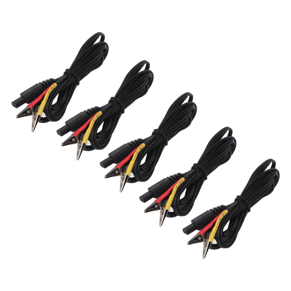 Black Therapeutic Machine Clip Electrode Wire Set - 5Pcs