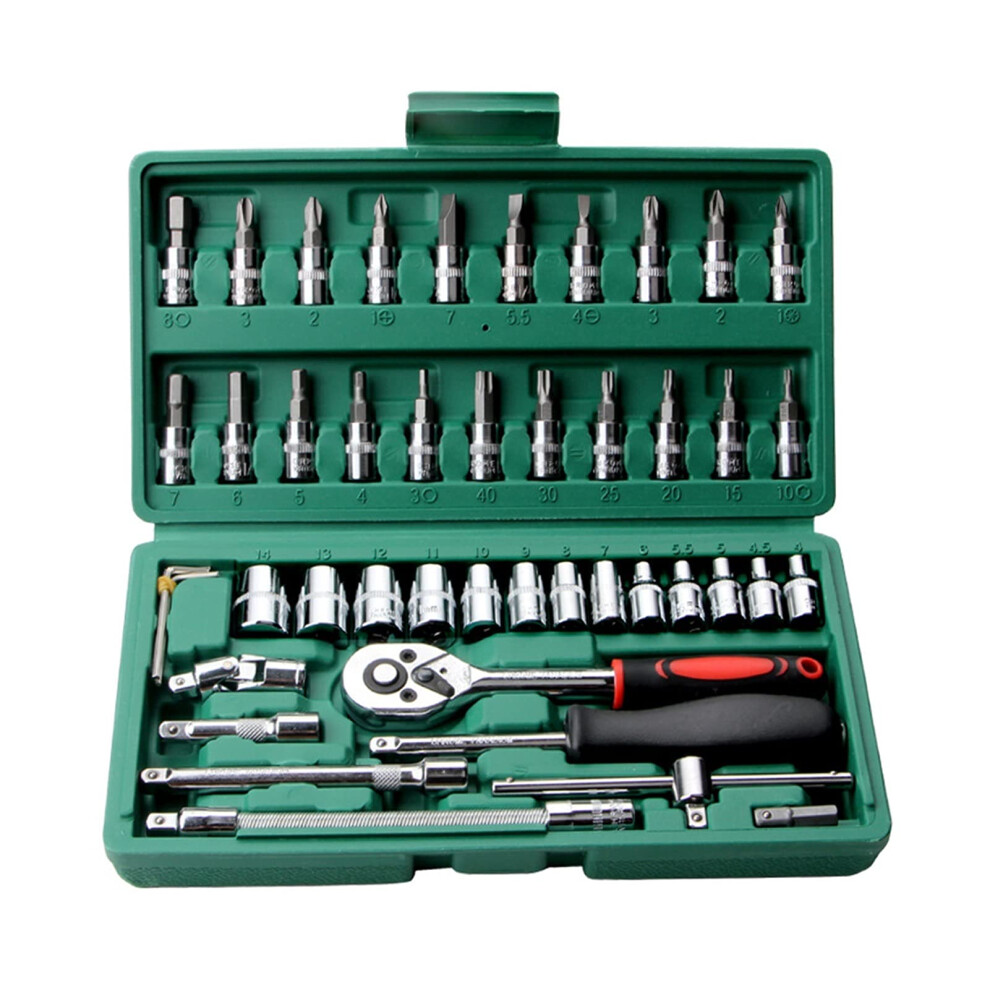 Professional 46Piece Wrench Set 1/4Inch Screwdriver Ratchet Wrench Set Kit Auto Tools Combination Hand Tool Tools For Toolbox 9426802465280
