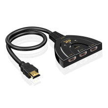 HDMI Switch 4K Ultra HD 3 Port 3 In 1 Out Splitter for TV Monitor Projector with OneButton Control