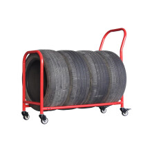 Mobile Tire and Wheel Storage Rack Space Saving Organizer For Garage And Auto Shops Red