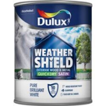 Dulux Weather Shield Quick Dry Satin Paint, 750 ml - Pure Brilliant White