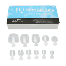 Faux ongles d'orteils longue tenue, carrés et solides, à coller, pour salon professionnel et manucure maison, 550 pièces en acrylique transparent.