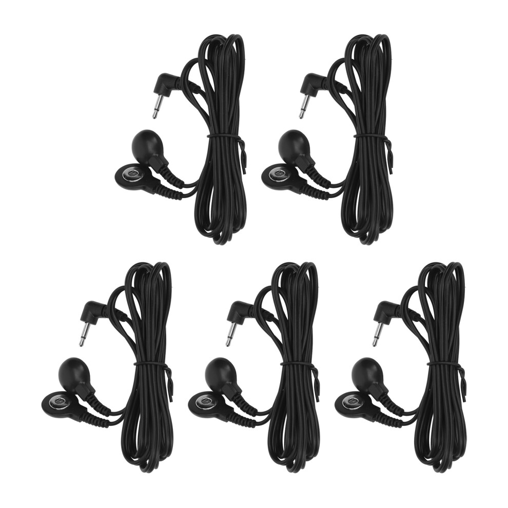 Black 5Pcs Electrode Wires 2.5Mm Elbow 1.2M For Tens & Therapy