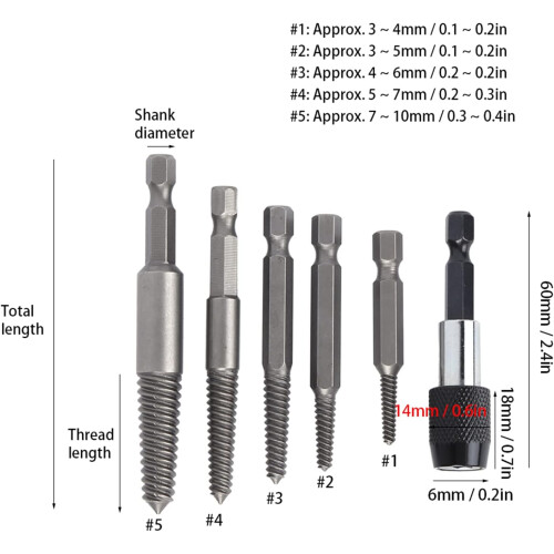Screw Extractor Set Headless 6Pcs For Damaged Screws And Stripped Studs Quick Removal Tool DIY Gift With Post Extractor 1