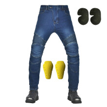 Men's Motorcycle Jeans with Protectors Stretch Denim Pants for Women Men, Stylish Protective Clothing Blue XXS