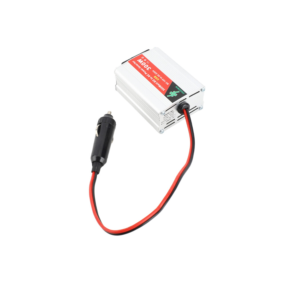 300W Car Power Inverter 12V To 220V, Compact 85Mm Silver 7901371680538