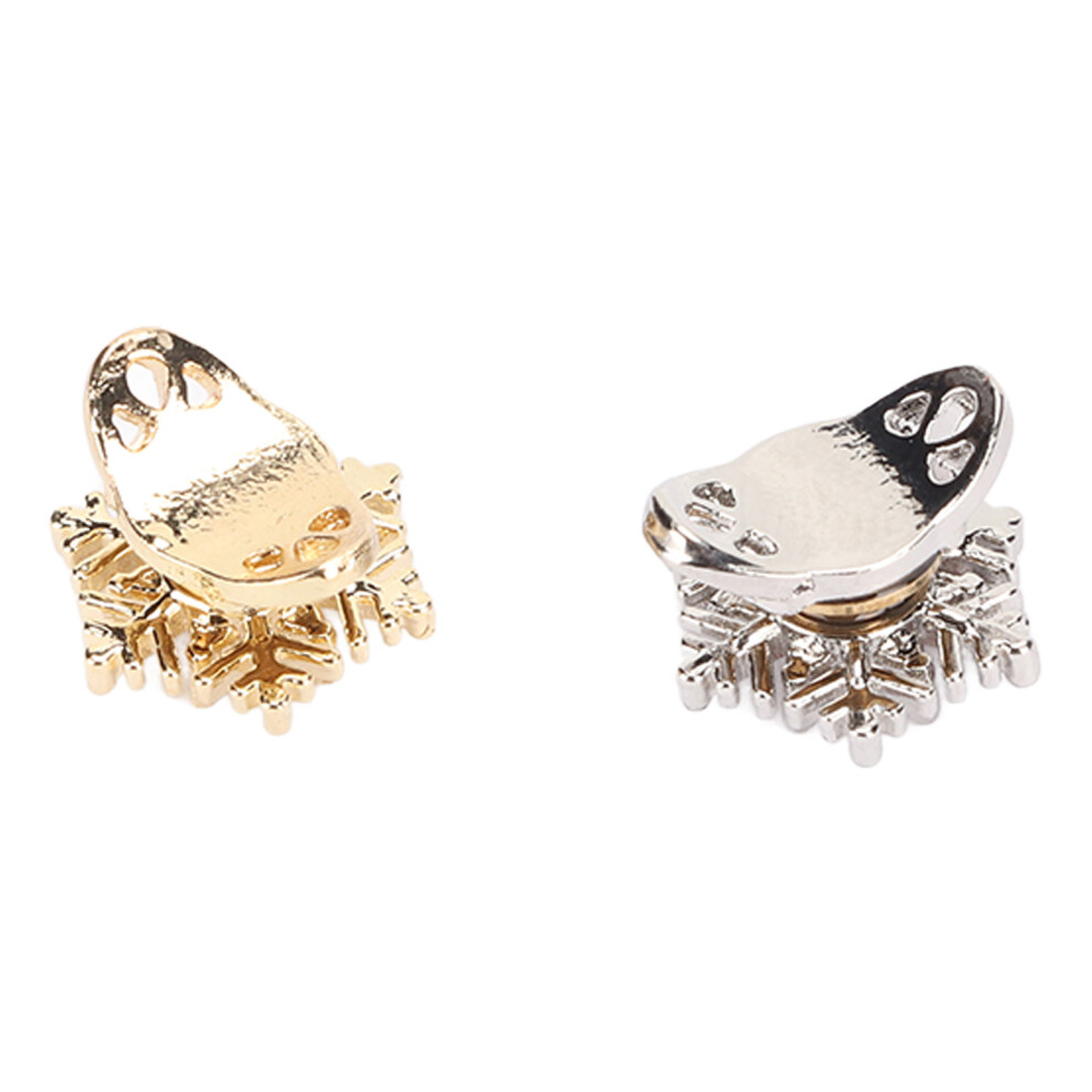 Golden/Silver Snowflake Nail Decor 2Pcs Rotatable Shiny 3D Zircon