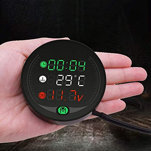 5 in 1 Motorcycle Water Temperature Gauge with Sensor USB Rechargeable Voltmeter LED Backlight Clock 1