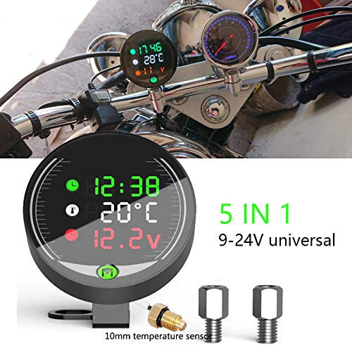 5 in 1 Motorcycle Water Temperature Voltmeter with Sensor, USB Rechargeable LED Night Vision 2