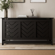 HEATSYNC® Radiator Cover Black Chevron MDF Cabinet Large (W: 158cm / H: 81.5cm / D: 21cm)